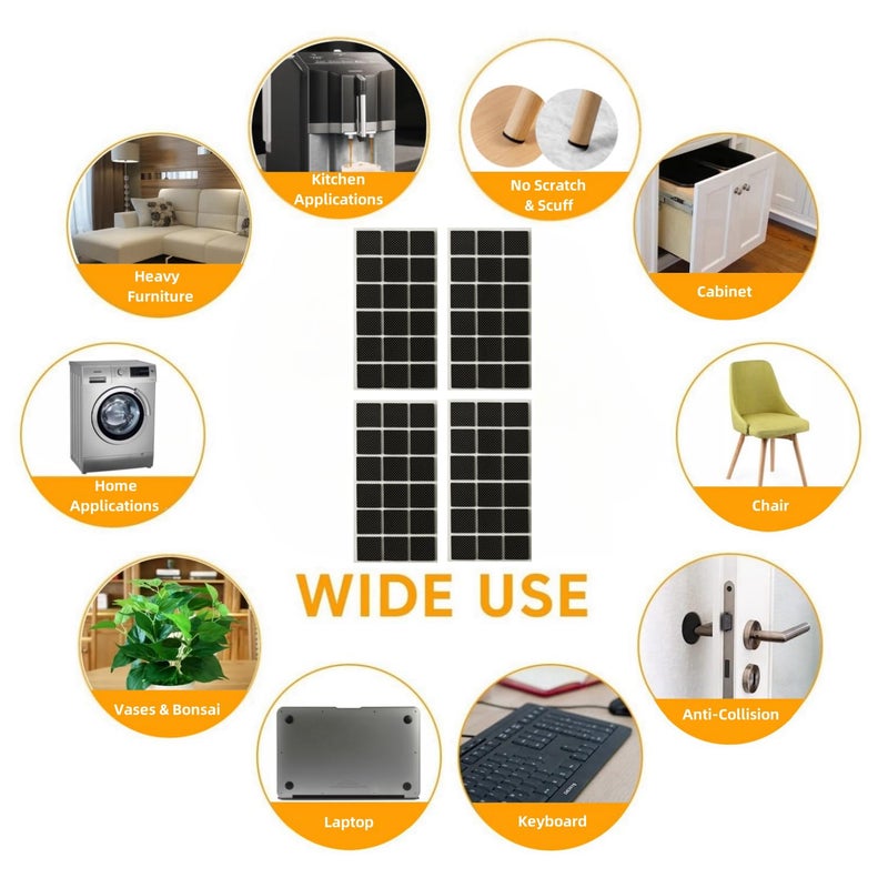 Furnigear Non Slip Furniture Pads - Self Adhesive Rubber Anti Skid Pads Grippers Rubber Chair Feet Furniture Pads for Hardwood Floors -Protectors for Furniture Table Legs Anti Slip 108 Pcs 1"" Square - Image 4